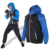 【RISEフェザー級王者推薦】 Genesis サウナスーツ メンズ ランニングウェア 発汗 ダイエット ヨガ 洗える 防水 5色 (青, XXL) 【RISEフェザー級王者推薦】 Genesis サウナスーツ メンズ ランニングウェア 発汗 ダイエット ヨガ 洗える 防水 5色 (青, XXL)