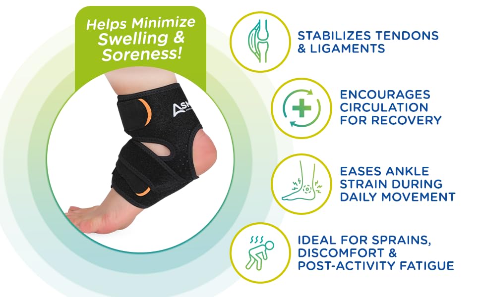 Asmofit Ankle Support Compression Brace for Injuries | Ankle Band For Men & Women, Ankle Protection Guard Helpful In Pain Relief and Recovery | Adjustable Support Brace for Foot Care & Foot Swelling - Image 4 thumbnail