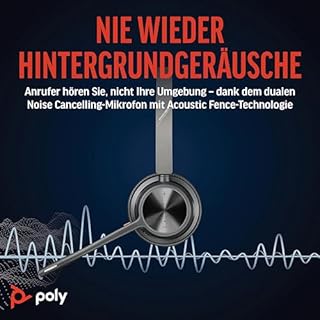 Schnurloses Poly Voyager 4320 UC-Headset und Ladestation – Stereo-Kopfhörer mit Noise Cancelling-Mikrofonarm – Verbindung mit PC/Mac/Mobiltelefon über Bluetooth – Kompatibel mit Teams, Zoom & mehr
