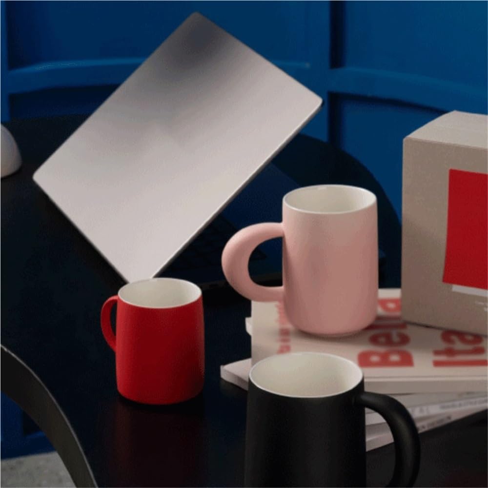 Tasses à café Ensemble de 1 tasse à café couleur unie, basique en deux couleurs d'une capacité 9,64 oz for la maison et le bureau(Bruin)
