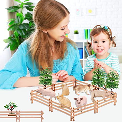 BARVERE Pferdezaun Spielzeug, 40 Stücke Zäune Spielzeug Zubehör, Mini Holzzaun für Reiterhof und Bauernhof, Bauernhof… – Bild 7