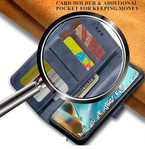 Image of Bintage Dual Colour Joint Matte Finish Vegan Leather Wallet Case Magnetic Flip Cover Compatible for Vivo V2541 / Vivo Y19s 5G - Sky & Royal Blue