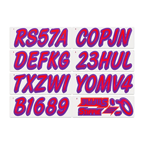 Image of STIFFIE Whipline Red /Purple 3 inch Boat & PWC Registration Decals • Numbers Letters Stickers