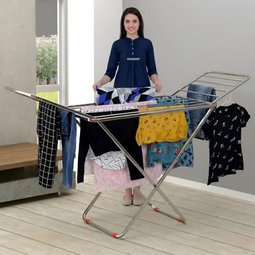LiMETRO STEEL Stainless Steel Foldable Cloth Dryer Stand Double R...