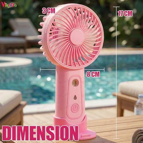 Image of VikriDA Cute Jolly Panda Portable Rechargeable Handheld Fan with Water Spray | 3 Speed Airflow Personal Mini Desk Fan - 1Pc Multicolor