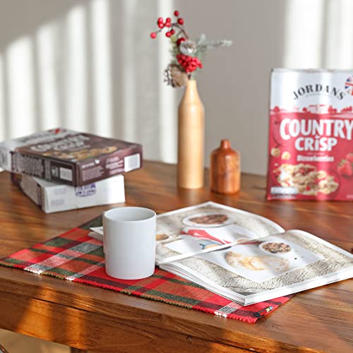 Origo Woven Table Mats/100% Cotton Crossweave Plaid Placemats, 18X13 Inches/Washable Dining Décor, Christmas Table, Home Party Décor (Red, 6) #TOP7