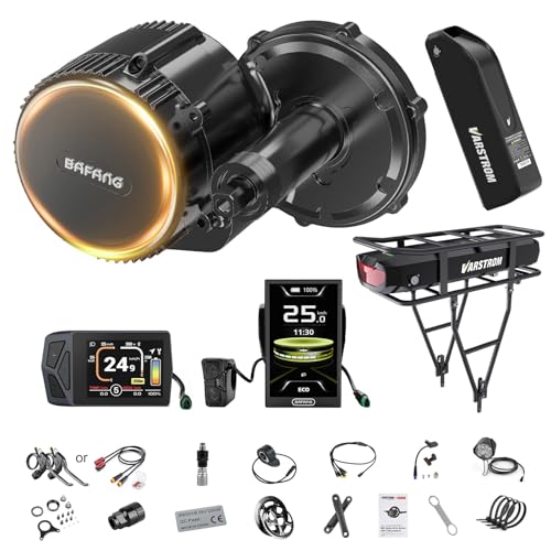 BAFANG Mittelmotor Umbausatz, BBS01B BBS02B BBS-HD E Bike Umbausatz Mittelmotor mit LCD-Display & optionalem Akku für 68-73/100/120mm MTB, City- & Trekkingrad