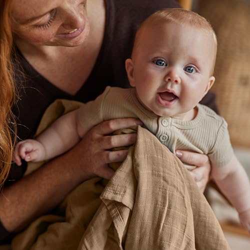 Image of Muslin Baby Swaddle Blanket 100% Organic Cotton 47 inch x 47 inch 2-Pack (Autumn Yellow /Natural)