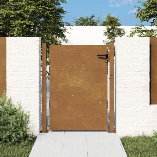 Juroupi Puerta de jardín Acero corten Puerta Jardin Metalica Puerta Entrada Exterior 105x155 cm