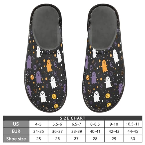 JUNZAN Halloween Cute Ghost Memory Foam Slippers for Women Men House Slippers for Bedroom Indoor4
