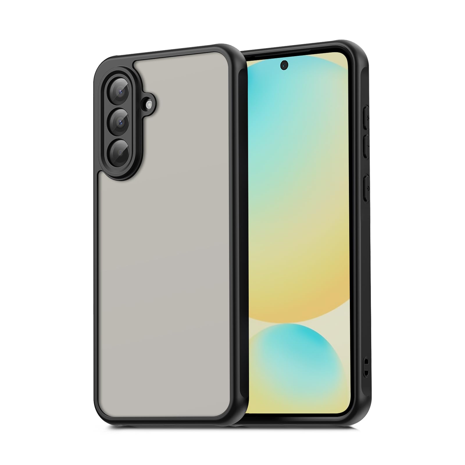 Qiinogow Case for Samsung Galaxy S24 FE,Translucent Matte Hard PC Back & Soft TPU Bumper Protective Phone Cover with Dropproof,Anti-Fingerprint,Slim