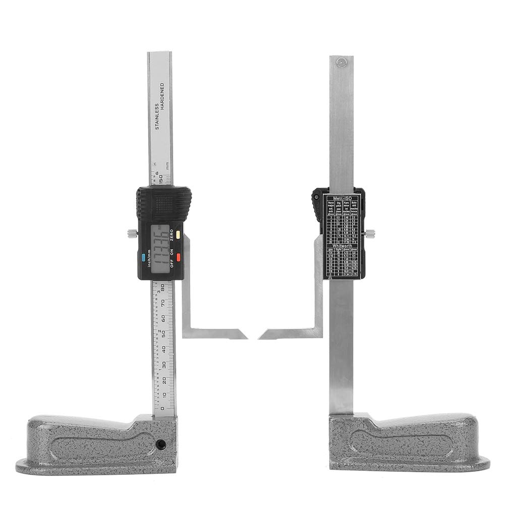 FTVOGUE de Hauteur de Précision Numérique avec Base en Acier Inoxydable pour les Boiseries, Outil de Mesure de Profondeur de 0 à 150 Mm