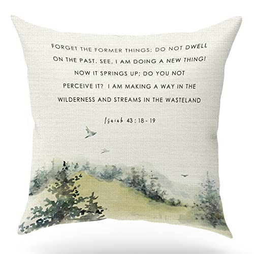 Scripture Sayings Throw Pillow Cover Cushion Case, Christian Religious Decor Gift, Forget The Former Things; Do Not Dwell On The Past, Sofa Bed Living Room Porch Decoration, 18X18 Inch(Gms170) #TOP7