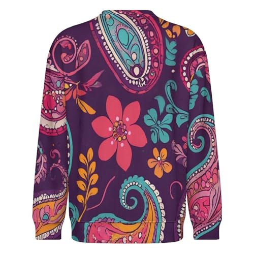 MoBlinko Mens Crewneck Sweater Purple Paisley Mens Sweater Sweaters for Men Long Sleeve Lightweight Pullover3
