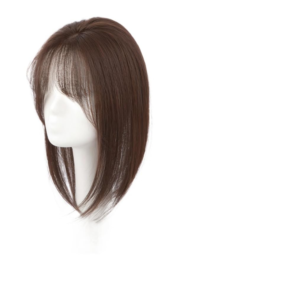 3.5x4.3inch Invisible Straight Topper Clip in Hairpiece Synthetic Hair Wiglet for WomenThin Hair (Natural black,Bangs)