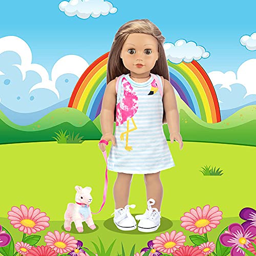 Ecore Fun 18 Inch Girl Doll Accessories With Doll Carrier Bag + Skirt + White Cloth Shoes + Doll Backpack + Doll Sunglasses + Toy Lamb(18 Inch Doll Accessories And Clothing) #TOP4