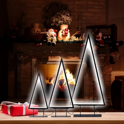 Carlo Milano Deko Baum: 3er-Set Design-Metall-Weihnachtsbäume, 36 cm,...