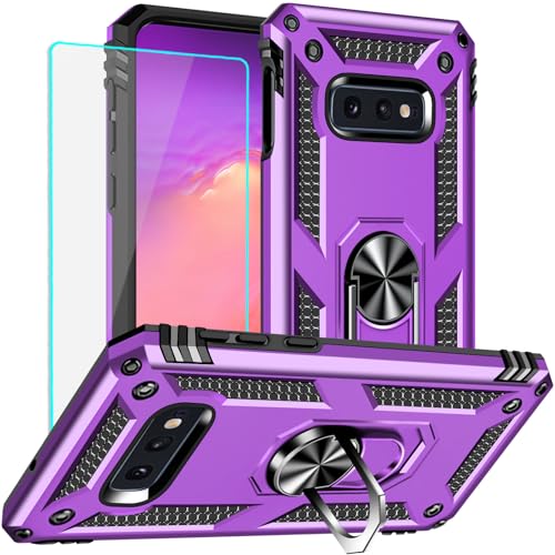 Coque Samsung S10e antichoc militaire violette avec béquille et verre écran