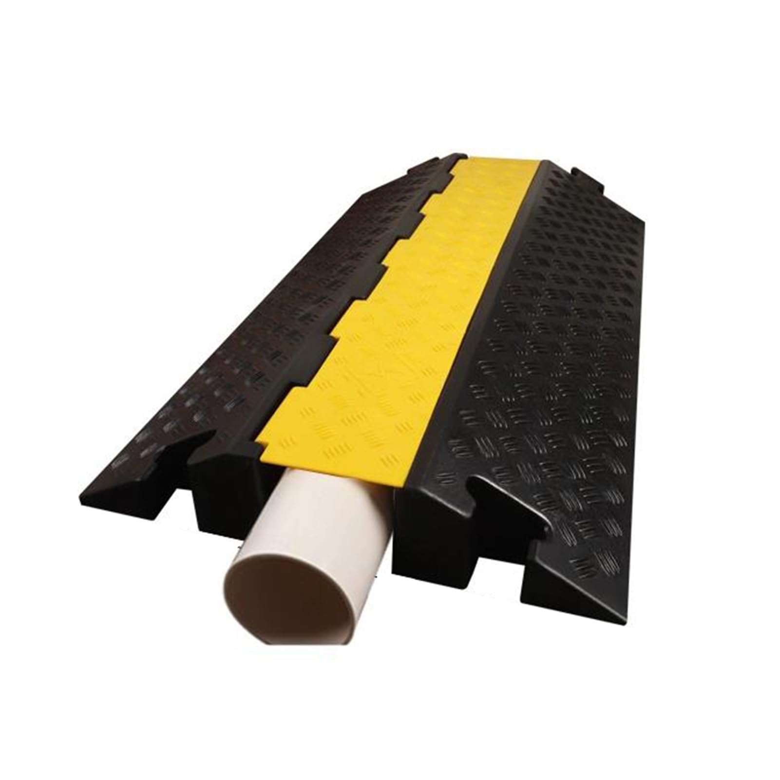 TIANQIHAO Wire Duct Speed Bump,High-Visibility Calming Hump With 2 Cable Channels,Rated 11,000 Lbs,For Temporary Events Construction Sites And Roads,100X58X12.5Cm,size_name-100x58x12.5cm