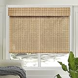Letau No Drill No Tools Wood Cordless Window Shades Blinds, Bamboo Light Filtering Custom Roller Shades, Pattern 5