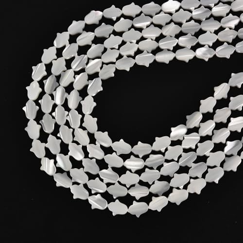 Image of HAAMIIQII Natural White Mother of Pearl Shell Beads 8x10mm Flower Shape Semi Precious Stone Loose Gemstone Beads for Jewelry Making Strand 15 Inch (37-39pcs)