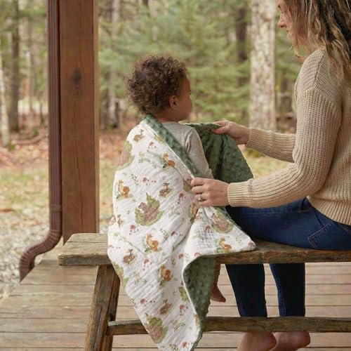 Image of GLLQUEN BABY Blankets for Boys Girls, Soft Muslin Cotton Front Dotted Fleece Backing, Nursery Minky Crib Blanket for Infant Toddler, 30 x 40 inches Throw Blanket, Woodland Animals