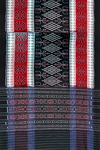 Image of Odisha Sambalpuri Handloom Ikat Women's Cotton Saree, Odisha Handloom Handmade Pure Cotton Khandua Saree, Ikkat Orissa Traditional Handloom Saree Without Blouse