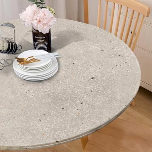 COKCOKR Polyester Fabric Round Table Cover,Concrete Texture Minimalist Gray Speckled Tablecloths, Washable for Kitchen Dining Outdoor Party Picnic Wedding Banquet 45"-56" by COKCOKR - Used condition - Image 4