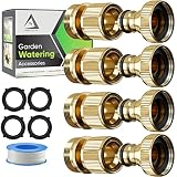Quick Connect Garden Hose Fittings, Male and Female Solid Brass Connectors, Heavy-Duty Rust Resistan