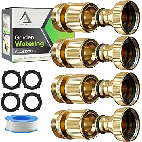 Quick Connect Garden Hose Fittings, Male And Female Solid Brass Connectors, Heavy-Duty Rust Resistant Coupler Supports High Water Pressure Systems, Easy Disconnect Fitting, 4-Pack, Et #TOP5