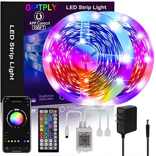 Giptply Led Strip Lights 100Ft,Led Lights For Bedroom,Music Sync Color Changing Led Lights With App And Remote Control,Rgb Led Light Strips For Room Decor (100Ft) #TOP21