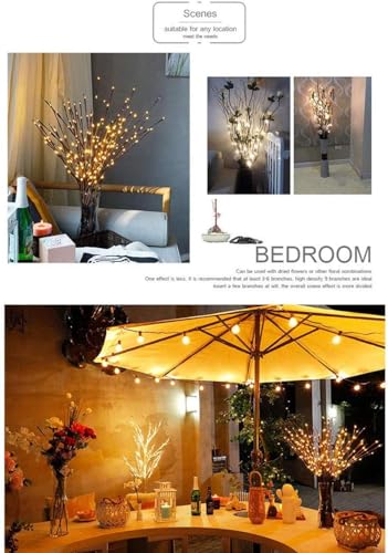 Image of DK177 2 Pack Led Branch Light Battery Operated Lighted Branch Vase Filler Willow Tree Artificial Little Twig Power Sliver 30 Inch 20 LED for Home Romantic Decoration (Sliver-Color)