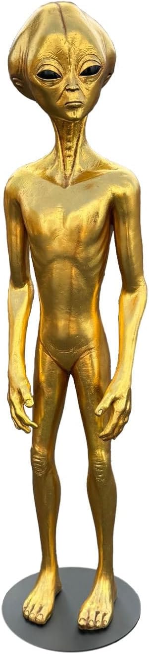 Gold Alien Roswell Life Size Statue Space Theme Display Prop Decor