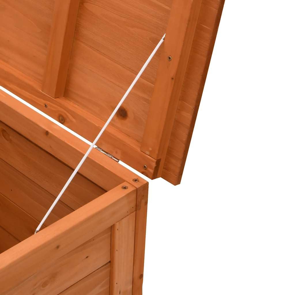 Scatola di immagazzinaggio da giardino marrone, 50 x 49 x 56,5 cm, in legno massello, con albero di stoccaggio, scatola per cuscini per esterni interni, giardino, balcone o terrazza