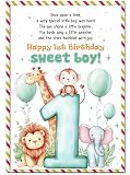 BlinkWishes 1st Birthday Card Boy, First Birthday Card Boy with Seal and Envelope, Grandson 1st Birthdays Cards