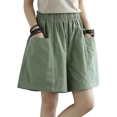 ショートパンツ レディース 綿麻 五分丈 夏 無地 超深型ポケット付き ゆったり 着痩せ 通気性 速乾 ウエストゴム カジュアル 半ズボン スポーツ アウトドア …