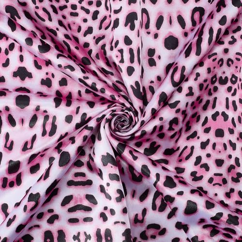 Tissu satiné léopard rose idéal pour coudre vos écharpes d'été