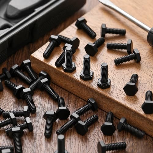 Image of Zonon 50 Pcs 1 /4-20 x 3 /4 inch Hex Head Screw Bolt 18-8 (304) Stainless Steel Hexagon Bolts, Fully Threaded, Plain Finish, External Hex Drive (Black)