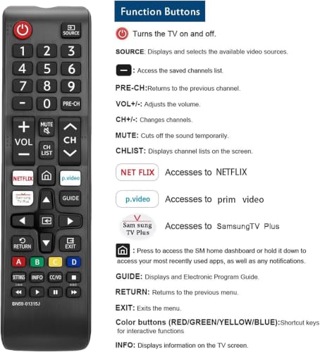 Image of New Universal Replaced Remote BN59-01315J Fit for All Samsung LCD LED HD TV 3D Smart TV Models