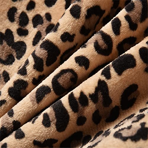 Women's Leopard Faux Fur Coat Fuzzy Warm Winter Oversized Outwear Long Cardigan Jacket With Pocket Overcoat #TOP5