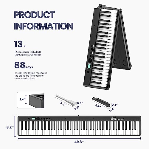 Cossain 88 Key Digital Piano, Folding Piano Keyboard [Full Size/Semi-Weighted/Tough Sensitive] Portable Piano With Piano Bag, [Bluetooth & Midi] Electric Piano Keyboard For Beginners, Teens, Adult #TOP2