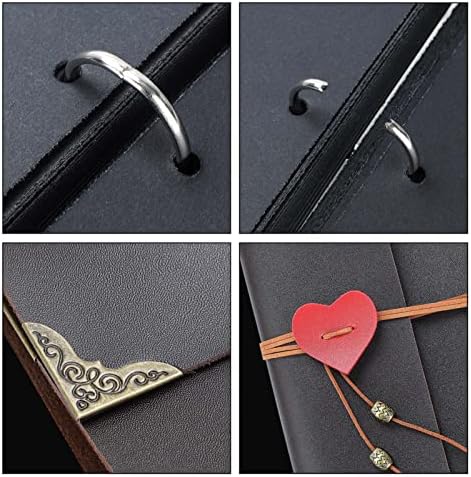 AllRight Leather Photo Album ThxMadam Scrapbook Album with 60 Pages Small Retro DIY Memory Book Heart Present for Christmas Valentines Anniversary Mother's Day Birthday Gift 23.2x18.7cm
