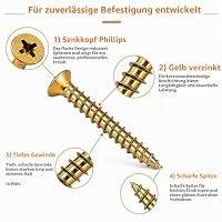 335 Stück selbstschneidende Schrauben, verzinkt, Kreuzkopfschrauben, Holzschrauben für Trockenbauwände, für Türscharniere, Reparaturen, DIY-Projekt – Ansicht 3