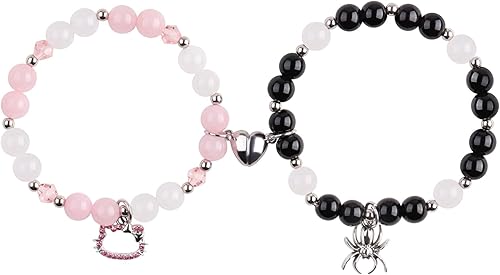 SINCSEFK Pulseras a juego para parejas, mejores amigos, araña, gatito, televisión, niña, pulseras de amistad, pulseras de relación de larga