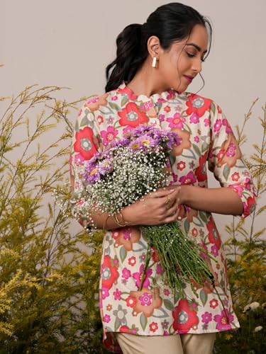 Image of Libas Womens Printed Silk Blend A Line Kurti for Women Suit