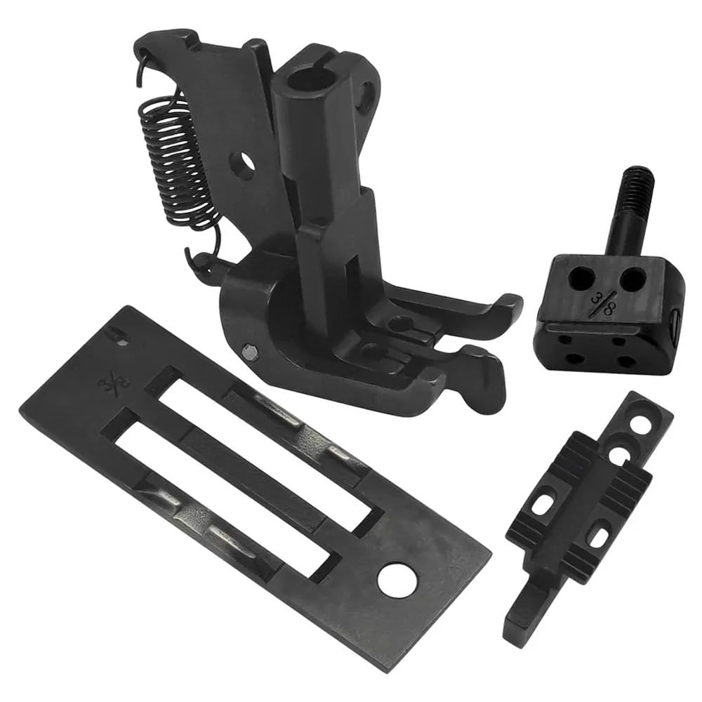 Zestaw 4-częściowych stopek kroczących z podwójną igłą i wskaźnikiem prowadzącym pasującym do JUKI LUH-521 526 LU-1560 CONSEW 339/339R(Quarter inch)