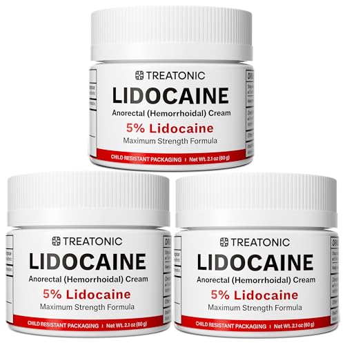 Image of Treatonic 5% Lidocaine Numbing Cream: Lidocaine Cream Maximum Strength for Pain Relief, Itching, Burning, Soreness, Hemorrhoid Treatment - Fast Acting & Long Lasting Numbing - 6.3 oz