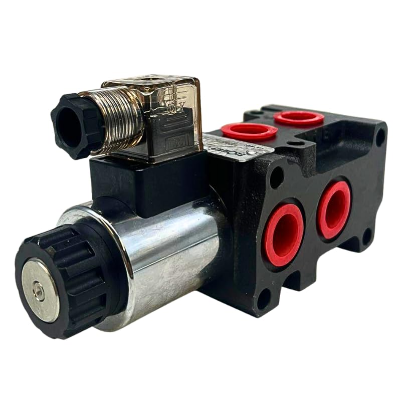 Válvula desviadora solenoide hidráulica de 6 vías de 1/2" BSP con drenaje interno, 12 V CC, 50 L/min, 250 bar