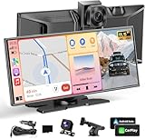 Largest 11.5' Portable Apple Carplay Screen for Car, 4K Wireless Car Play & Android Auto, Upgrade Touchscreen with Dash Cam, App Control/Loop Recording/Backup Camera/Mirror Link/GPS/FM