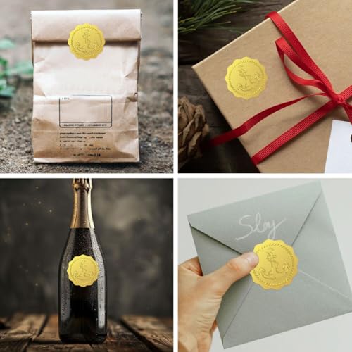 Peacoblue Adesivos de folha dourada selos âncora em relevo 5 cm 100 peças, adesivos autoadesivos em